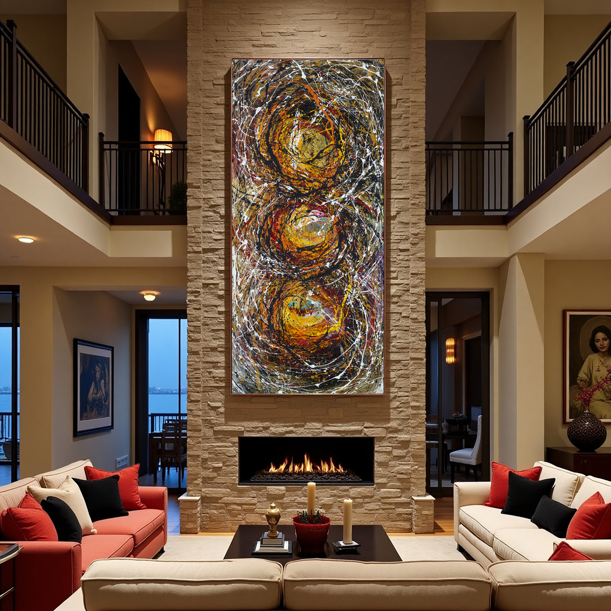 Large Original Abstract Painting modern fine Art Home Decor Jackson Pollock Style on Canvas - Luxurious Strings 16